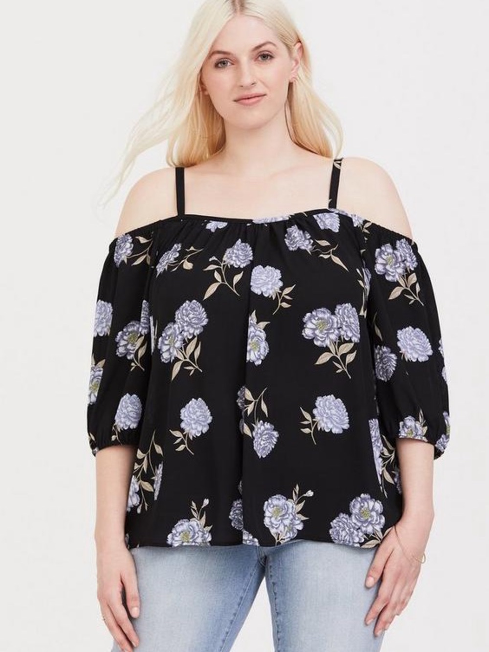 NWT Torrid Floral Georgette Cold Shoulder Blouse Size 2X